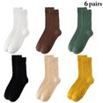 thumbnail image 2 of Women Crew Socks Simple 6 Pairs Solid Color Cotton Socks Winter Socks for Girls, 2 of 10