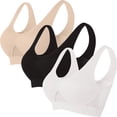 thumbnail image 1 of Yuyuzo 3 Pack Sports Bras for Women High Support Wirefree Bra Plus Size Mesh Quick Drying Push up Bras, 1 of 5