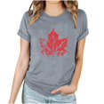 thumbnail image 1 of Japceit Blouses pour Femmes T-Shirts Décontractés à Manches Courtes Basiques d'Été pour Femmes Hauts T-Shirt Imprimé Feuille d'Érable de la Fête du Canada Col Rond, 1 of 7