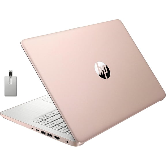 HP Premium Stream 14" HD BrightView Laptop, Intel Celeron N4120, 16GB RAM, 64GB eMMC Storage, UHD Graphics, HD Webcam, 1 Year Office 365, Bluetooth, WiFi, HDMI, Win 11s, Gold, 32GB Hotface USB Card