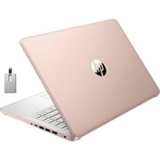 HP Premium Stream 14" HD BrightView Laptop, Intel Celeron N4120, 16GB RAM, 64GB eMMC Storage, UHD Graphics, HD Webcam, 1 Year Office 365, Bluetooth, WiFi, HDMI, Win 11s, Gold, 32GB Hotface USB Card