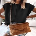 thumbnail image 3 of Women Solid Color Sweater Vests Crew Neck Cap Sleeve Loose Pullovers, 3 of 7