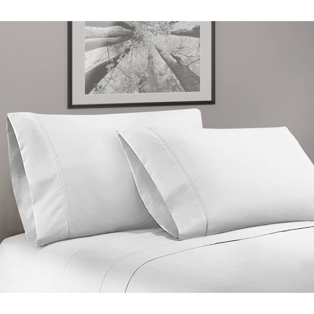Greek Key Ultra Soft 1800 Series Egyptian Comfort 4 Piece Sheet Set (Queen, White)