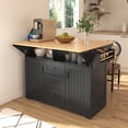 thumbnail image 1 of Modern Large Kitchen Island with 2 Drop Leaf, Rolling Kitchen Cart on 5 Wheels with Power Outlet, Folding Storage Dining Table for Kitchen, Dining Room (Black/Folding), 1 of 9