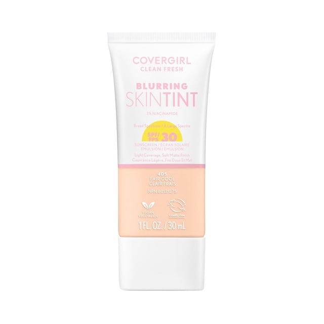 Clean Fresh Blurring Skin Tint, Liquid Foundation, Soft Matte Finish, Smooths, Brightens, Blurs Pores, Mineral Sunscreen, Vegan Formula