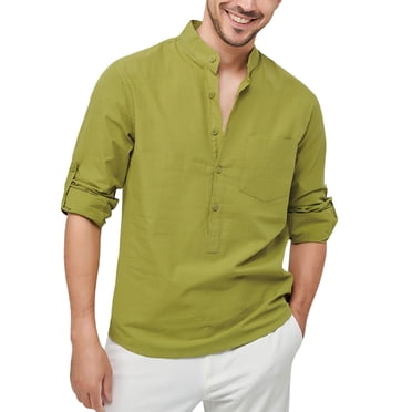 Men's Casual Shirt - Solid Color Imitation Cotton Linen, Long Sleeve, Cotton, All-Season, Sizes S-XXXL (Bust 110-135cm)
