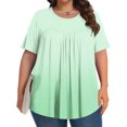 thumbnail image 2 of Plebaso Hauts pour Femmes Grande Taille Manches Courtes Blouses Plissées Décontractées Col Rond Été Tuniques Amples, 2 of 6