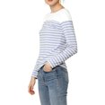 thumbnail image 4 of INSPIRE CHIC Blouse de Rentrée pour Femme à Rayures à Blocs de Couleur à Manches Longues T-Shirt Décontracté S Bleu Pâle, 4 of 8