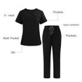 thumbnail image 1 of Medical Uniforms, V-Neck Pocket Duty Shirt with Elastic Drawstring Waist Pants, Healthcare Work Scrubs Set, 1 of 9
