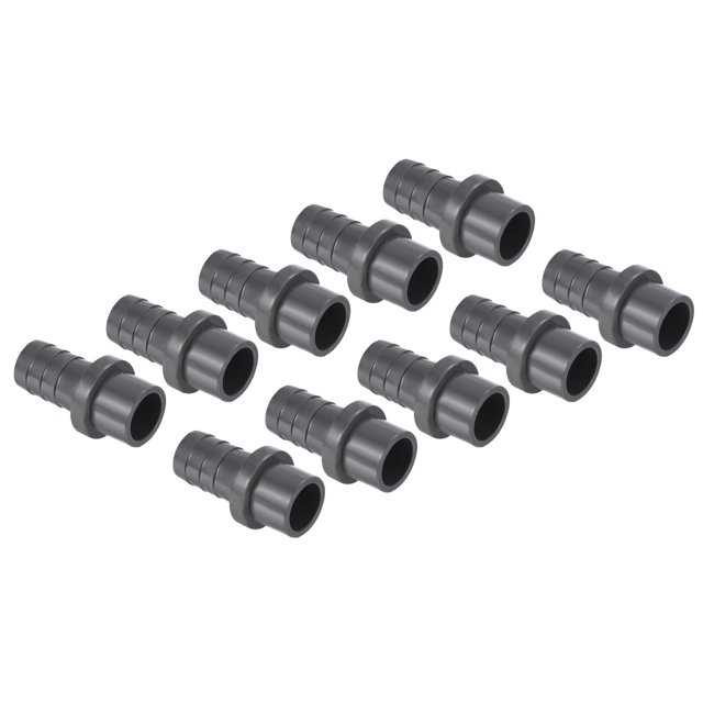 Unique Bargains UPVC Reducer Pipe Fitting 20mm OD 17mm Barbed, 10 Pack Straight Coupling Adapter Connector, Grey