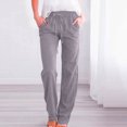 thumbnail image 2 of Women Pants Casual Yoga Straight Leg Comfy Drawstring Lounge Running Long Active Sweat Plus Size Cargo Trousers, 2 of 5