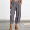 thumbnail image 2 of XZNGL Soft Pajama Pants for Women Casual Solid Color Loose Button Comfortable Straight Pants, 2 of 9