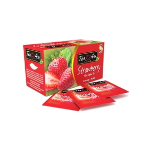 Tea4U Fraise Noir tea, Ceylan tea, boîte de 25 Sacs à thé