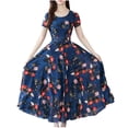 thumbnail image 1 of Hontri Robe Décontractée pour Femme Offres à Moins de 15 $, Mode Femme Été Grâce Mi-Mollet Manches Courtes Robe de Plage Imprimée Bleu TTG, 1 of 7