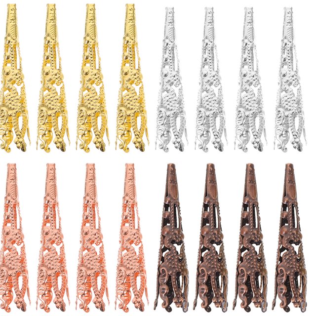 Bead Caps for Jewelry Making Assorted Color Metal Bead End Caps for Bracelet Necklace Earrings Craft 60pcs