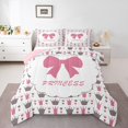 thumbnail image 1 of Erosebridal Ensembles de Literie Princesse pour Filles Très Grand avec Couette, Insert de Couette Couronne Nœud Rose, Déco de Chambre de Rêve, Réversible, 1 of 7