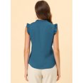 thumbnail image 4 of INSPIRE CHIC Blouse de Travail Sans Manches à Volants pour Femme, Col en V, Haut, m Bleu Paon, 4 of 5