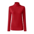 thumbnail image 4 of Kcodviy Femmes Uni Manches Longues Surdimensionné Hauts Thermiques pour Femmes Col Roulé Simulé Blouse Hauts Hauts Thermiques pour Femmes Temps Froid Coupe Ajustée Extensible Couche Thermique Femmes Haut Manches Longues T-Shirts, 4 of 7