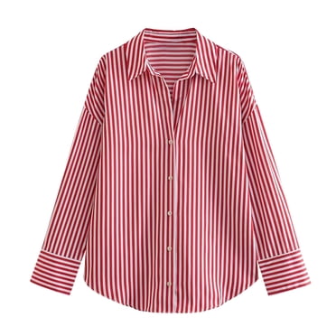 Striped Shirt Women,Women's Stripe Lapel Long Sleeve Shirt Top Women's Long Sleeve Lapel Top