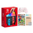 thumbnail image 1 of Switch OLED Model Red Blue 64GB Console HD Screen & LAN-Port Dock with Mario Party Superstars Game, Mytrix Wireless Pro Controller Cherry Pink, Screen Protector and Joy-Stick Caps Best Holiday Gift, 1 of 1