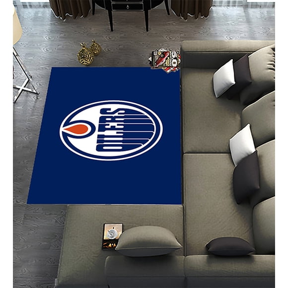 DEYOU Edmonton Oilers Flag Area Rugs 3 x 5ft Floor Carpet Mat for Living Dinning Room Bedroom Kitchen Hallway Office Decor