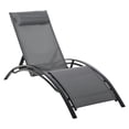 thumbnail image 1 of Outsunny Patio Reclining Outdoor Chaise Lounge Chair with 5-Level Adjustable Backrest Pillow Grey, 1 of 9