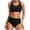 Black, variant on Tungbrin Womens Bikini Sets 2 Piece High Waited Sports Swimsuit Summer Beach Solid Color Round Neck Bathing Suits