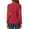thumbnail image 3 of INSPIRE CHIC Blouses Décontractées pour Femmes à Col Rond en Dentelle Florale à Manches Longues en Chiffon Hauts S Rouge, 3 of 6