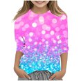 thumbnail image 1 of lcziwo Hauts à Manches 3/4 pour Enfants pour l'Automne 2025, Chandail Décontracté en Coton à Col Rond, Mode pour Filles, Blouse Ample Imprimée Scintillante Multicolore, Camisas Para Hombres, 1 of 6