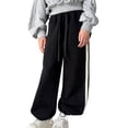 thumbnail image 1 of MIASHUI Boys Girls Sweatpants Drawstring Elastic Active Joggers Warm Straight Leg Trousers,Black,6-7 Years, 1 of 5