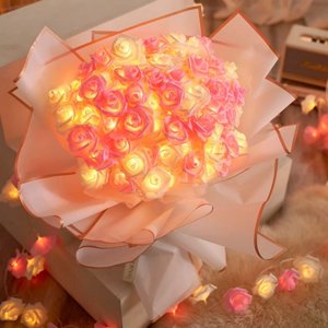 TOUMENY Romantic Rose LED String Lights, Valentine's Day Bedroom Decor, Battery-Operated Ambient Party Lighting for Teens Adults
