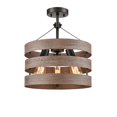 thumbnail image 2 of Farmhouse Semi Flush Mount Ceiling Light Metal Drum Shade Wood Finish 3-Light, 2 of 4