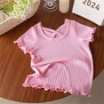 thumbnail image 2 of Plebaso Top for Kids Short Sleeve Round Neck Ruffled Ice Silk T-shirt for Girls Baby Summer Clothes, 2 of 3