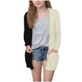 thumbnail image 3 of MKOSPLRT Fall Cardigans Kids Girls Open Front Long Cardigans Color Block Lightweight Jacket Long Sleeve Cotton Cardigan with Pocket, 3 of 7