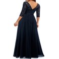 thumbnail image 4 of QJUHUNG Robe Formelle à Fleurs pour Femmes à Manches Mi-Longues, Col en V, Élégante Demoiselle d'Honneur, Robe Fluide, Cocktail, Soirée, Fête, Maxi, Longue, 4 of 5