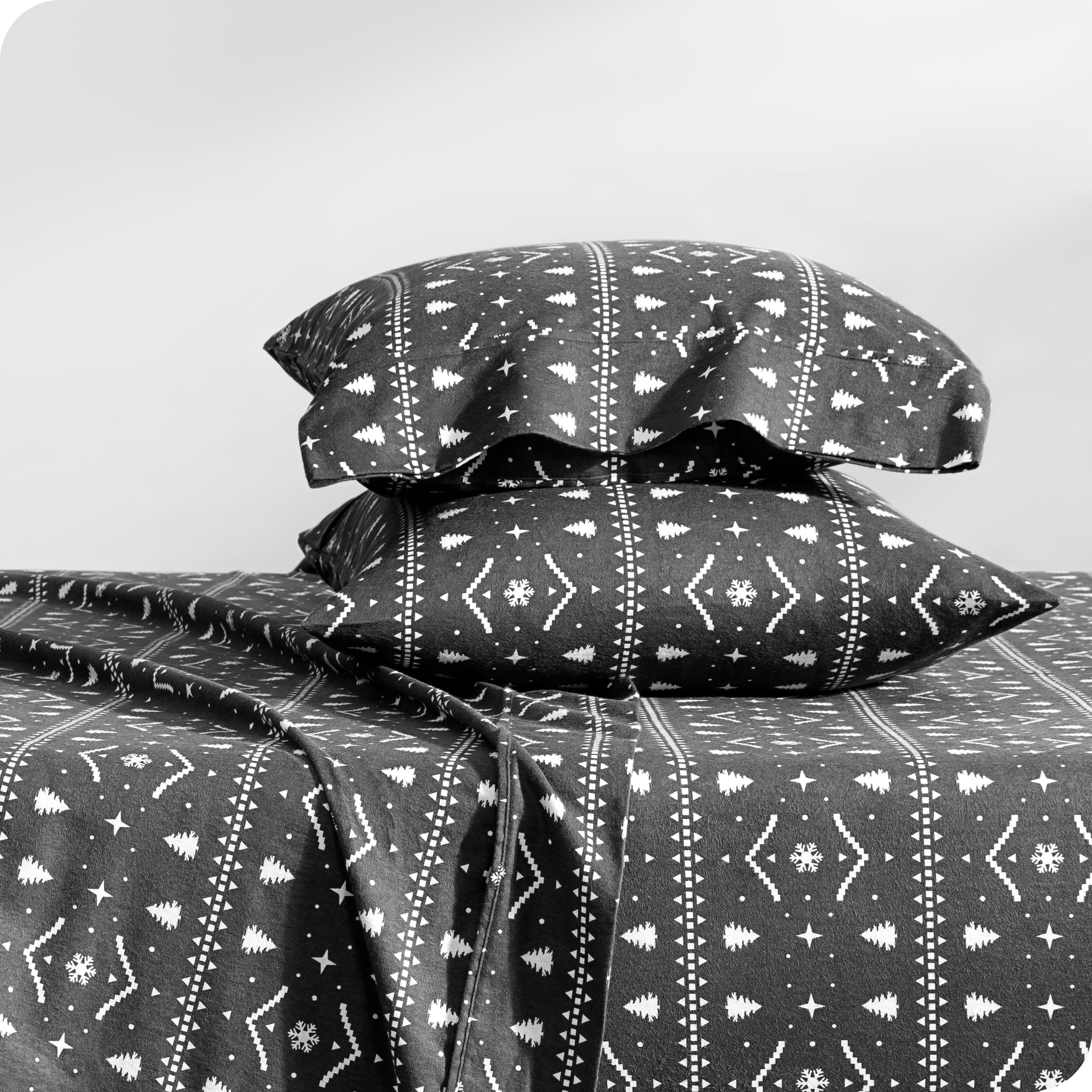 Bare Home Flannel Sheet Set - 100% Cotton - Deep Pocket - Full, Winter Alpine, 4-Pieces