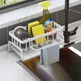 thumbnail image 1 of Étagère Organisatrice pour Éponge d'Évier de Cuisine / Support Compact d'Égouttage en Acier Inoxydable / Support Ventilé Résistant à la Rouille pour Comptoir de Cuisine et de Salle de Bain et Rangement de Zone de Préparation / Blanc Noir, 1 of 6