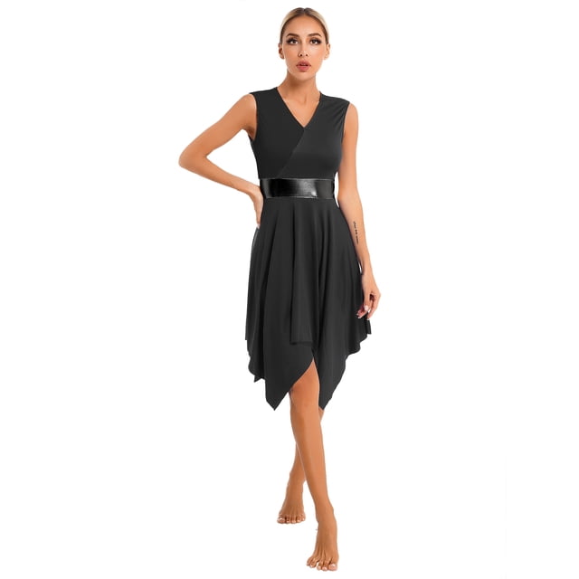 Aislor Women Liturgical Praise Dance Dress Color Block Worship Loose Fit Church Robe Praisewear Black XL