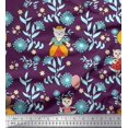 thumbnail image 1 of Soimoi Polyester Crepe Fabric Leaves,Floral & Princess Cat Cartoon Printed Fabric 1 Yard 52 Inch Wide, 1 of 3