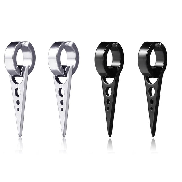 1 Pair Men Geometric Titanium Steel Prevent Allergy Ear Clips Male Non Piercing Jewelry Earrings