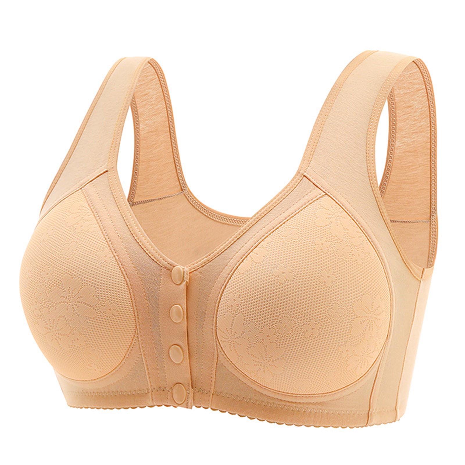 Yuyuzo Plus Size Front Snap Closure Bras for Seniors Wireless Bras Full Coverage Comfort Everyday Bras