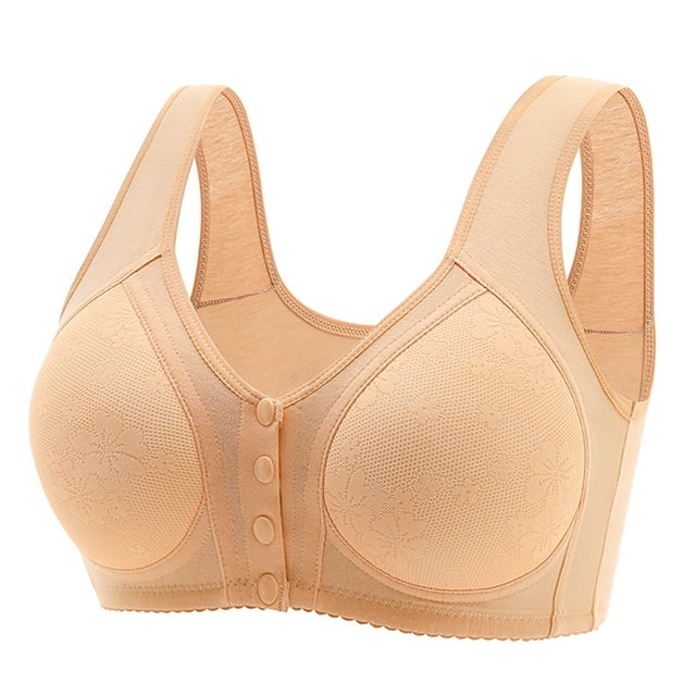 Yuyuzo Plus Size Front Snap Closure Bras for Seniors Wireless Bras Full Coverage Comfort Everyday Bras