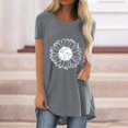 thumbnail image 4 of Pxiakgy Vente Chaude!! T-Shirt Graphique Tournesol Mignon à Manches Courtes Imprimé Vintage Mode Décontractée Col Rond Manches Courtes devant Long Dos T-Shirt Gris S, 4 of 4
