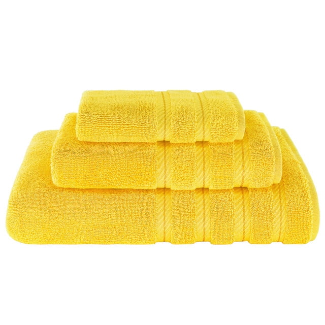 American Soft Linen 3 Piece, 100% Genuine Turkish Cotton Premium & Luxury Towel Sets - Lemon Yellow