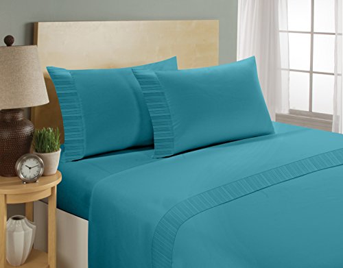 Chamberlain London 1800 Series Egyptian Comfort Easy Care Wrinkle Resistant Sheet Set (Full, Aqua)