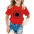 thumbnail image 2 of PMVFHDE T-Shirt Graphique pour Enfants à Imprimé Tournesol, Col Rond, Manches Courtes, Haut Décontracté, Tee pour Fille, 3-Rouge, 3-4 Ans, 2 of 4