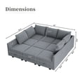 thumbnail image 4 of HONBAY Canapé Sectionnel Moderne en Lin, Assise Modulaire, Sofa-Lit pour Salon avec Rangement, Gris Bleuâtre, 4 of 6