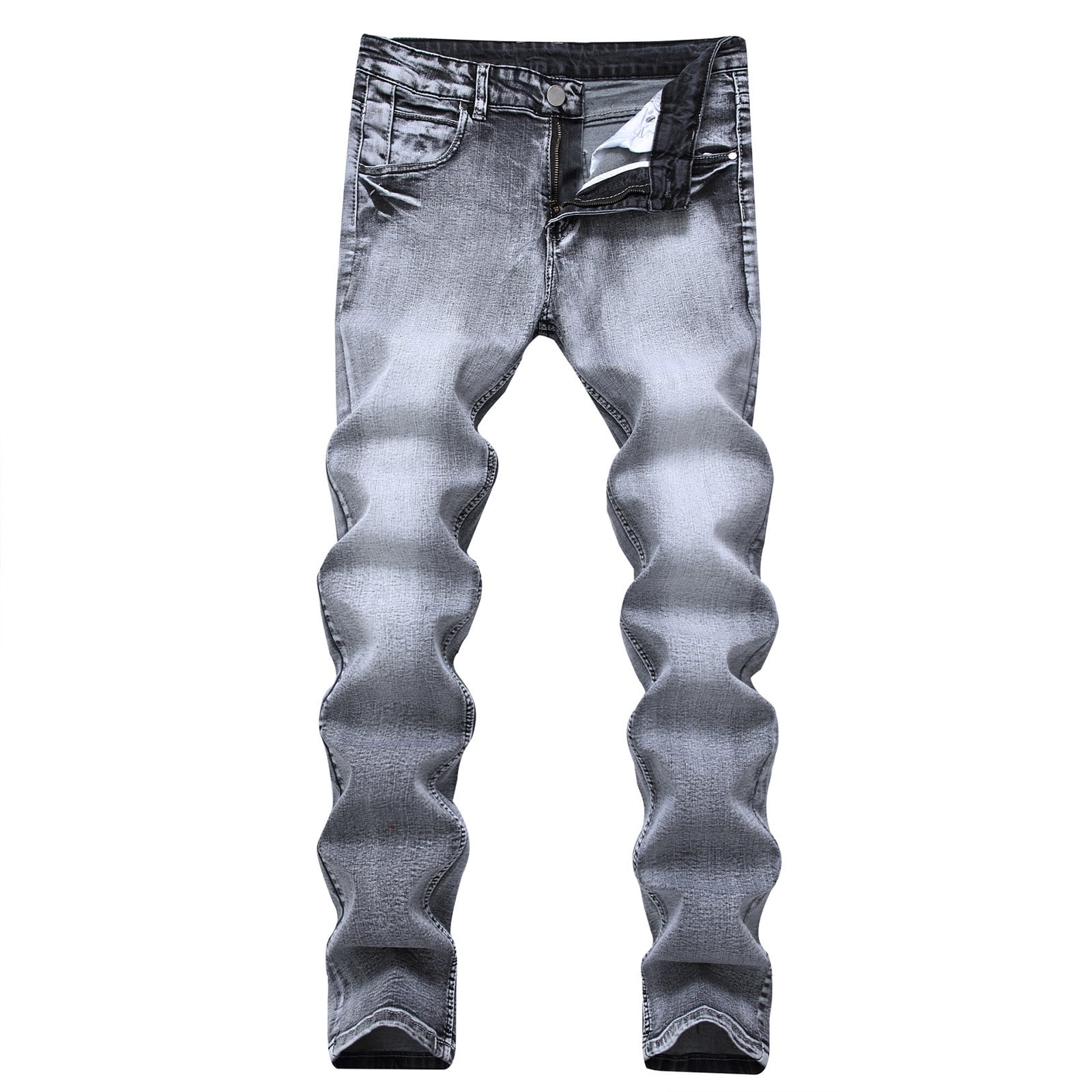 TIMIFIS Jean pour Homme Coupe Classique Régulière Jean en Coton Tendance Mode Micro Élastique Coupe Ajustée avec Cordon Élastique Petite Jambe Droite-Grayfall