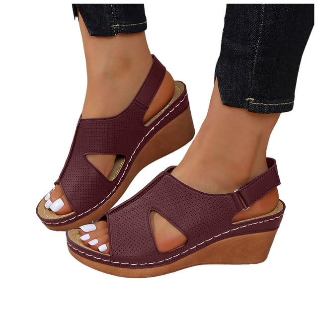 Sandales Habillées à Talon Compensé pour Femmes 2025 avec Bride Arrière Ajustable Été Confortables Sandales Orthopédiques de Marche