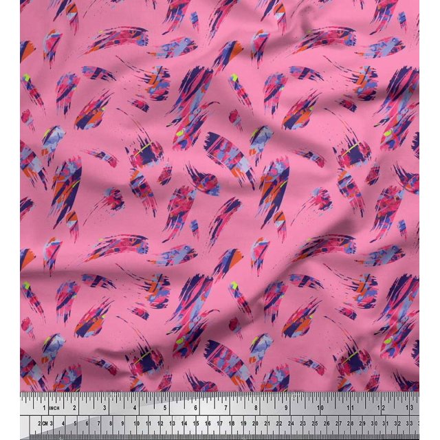 Soimoi Poly Georgette Fabric Brush Stroke Abstract Print Sewing Fabric Yard 52 Inch Wide